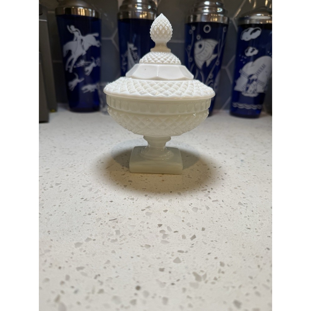 Westmoreland Milk Glass English Hobnail Candy Dish Mid Century Depression Glass